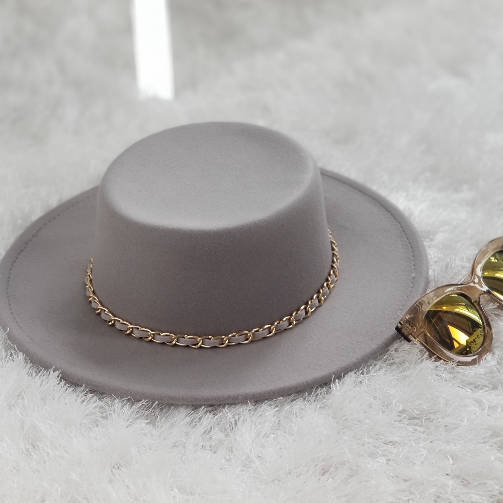 FASHION BRIM HAT W/ CHAIN ACCENT hat - Picture 4 of 7